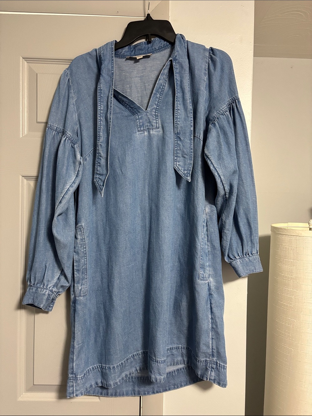 LOFT Light Blue Denim Long Sleeve Dress